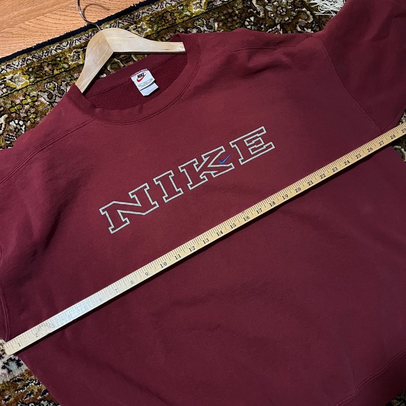 Vintage Nike Crewneck Sweatshirt XXL Maroon Red Embroidered Made in USA 90s Mens - Picture 4 of 5